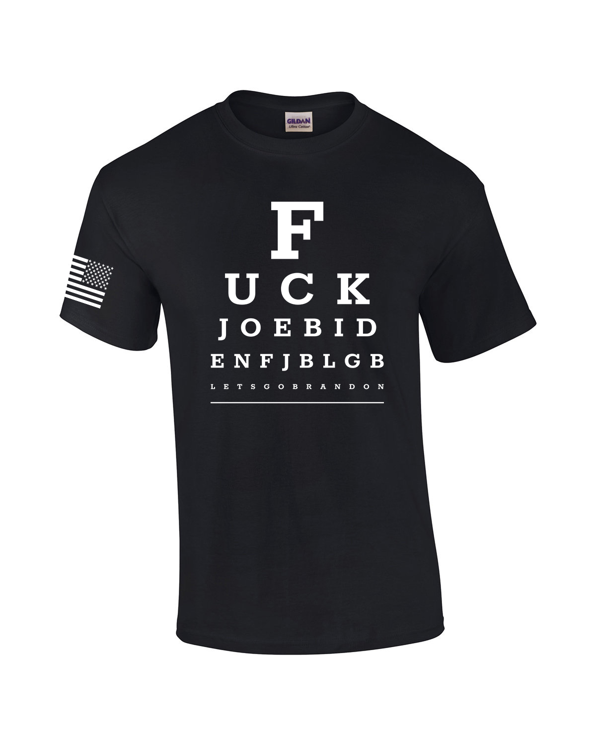 Funny Joe Biden Eye Chart American Flag Sleeve Mens Short Sleeve T-shirt - Picture 8 of 11