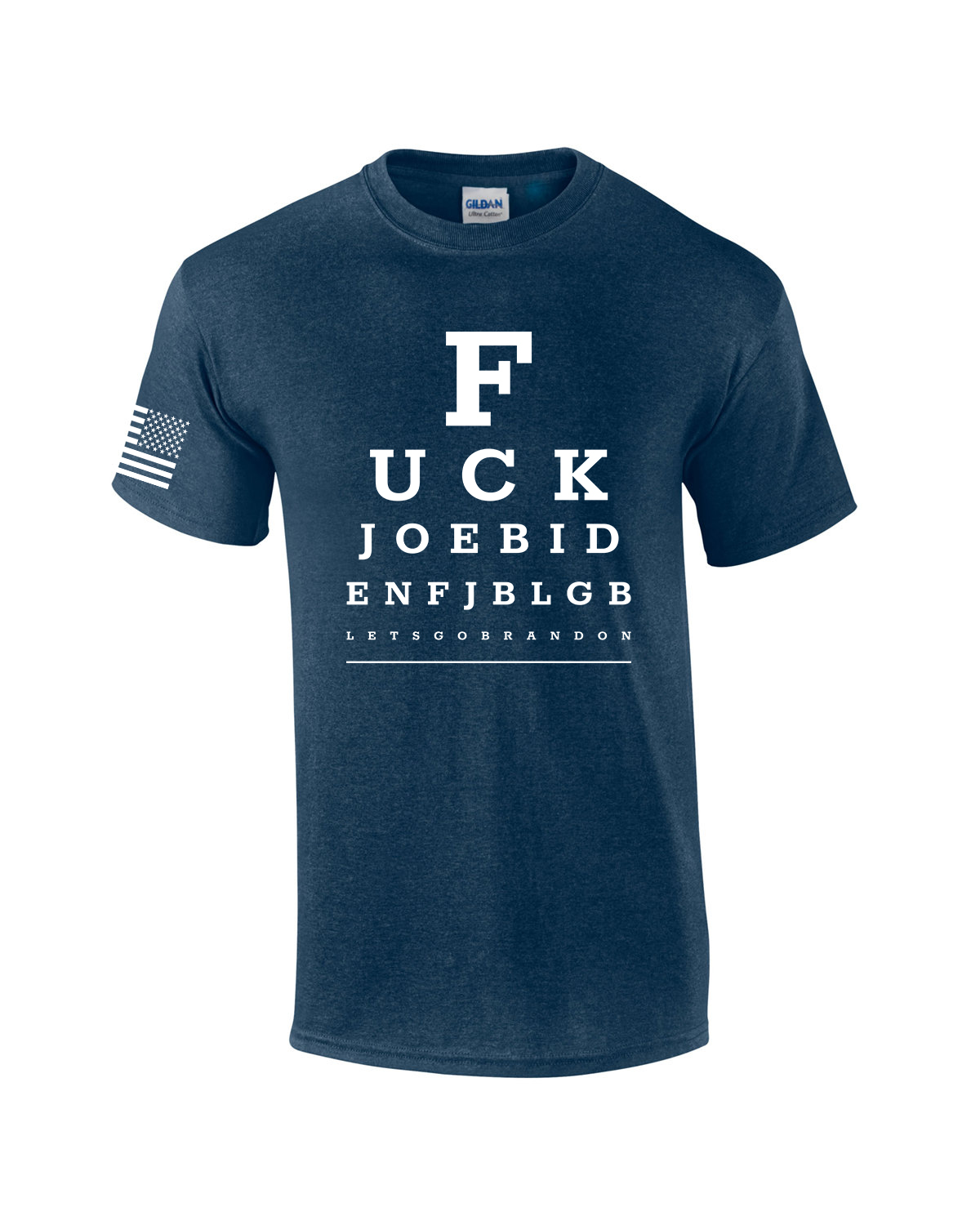 Funny Joe Biden Eye Chart American Flag Sleeve Mens Short Sleeve T-shirt - Picture 9 of 11