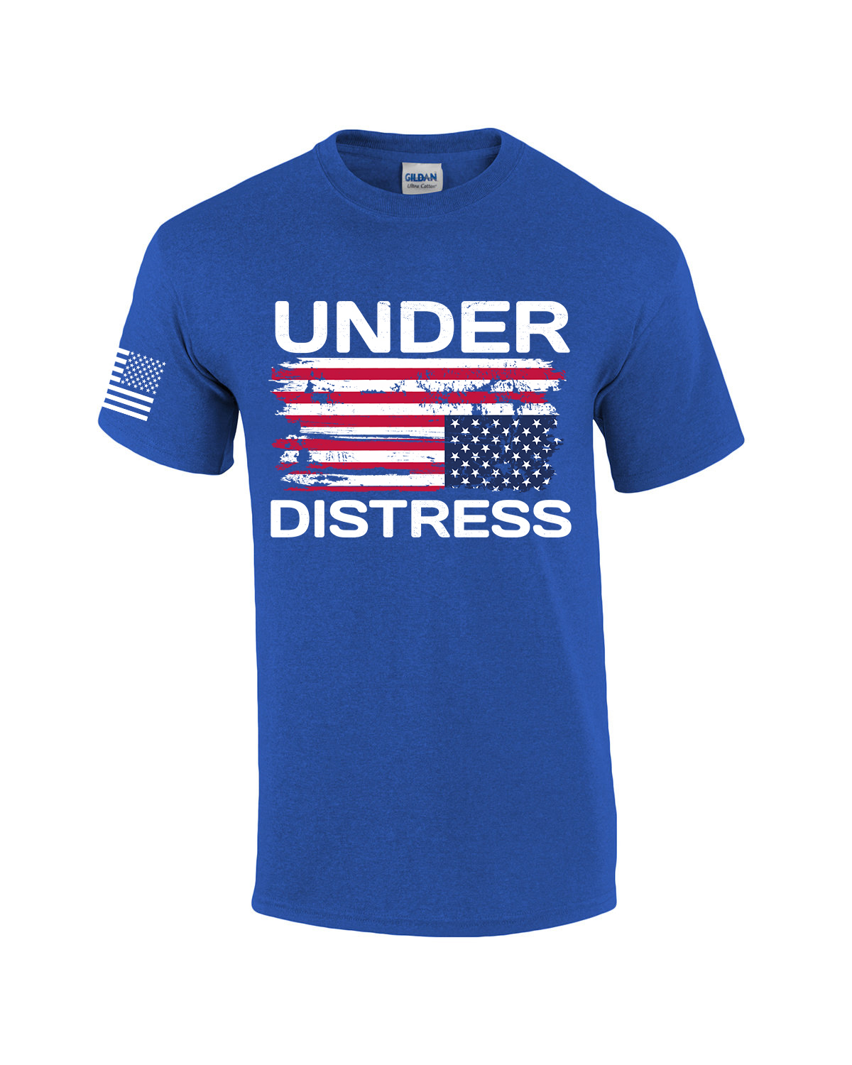 Under Distress Tattered Upside Down American Flag Sleeve Mens Short Sleeve - Picture 9 of 11