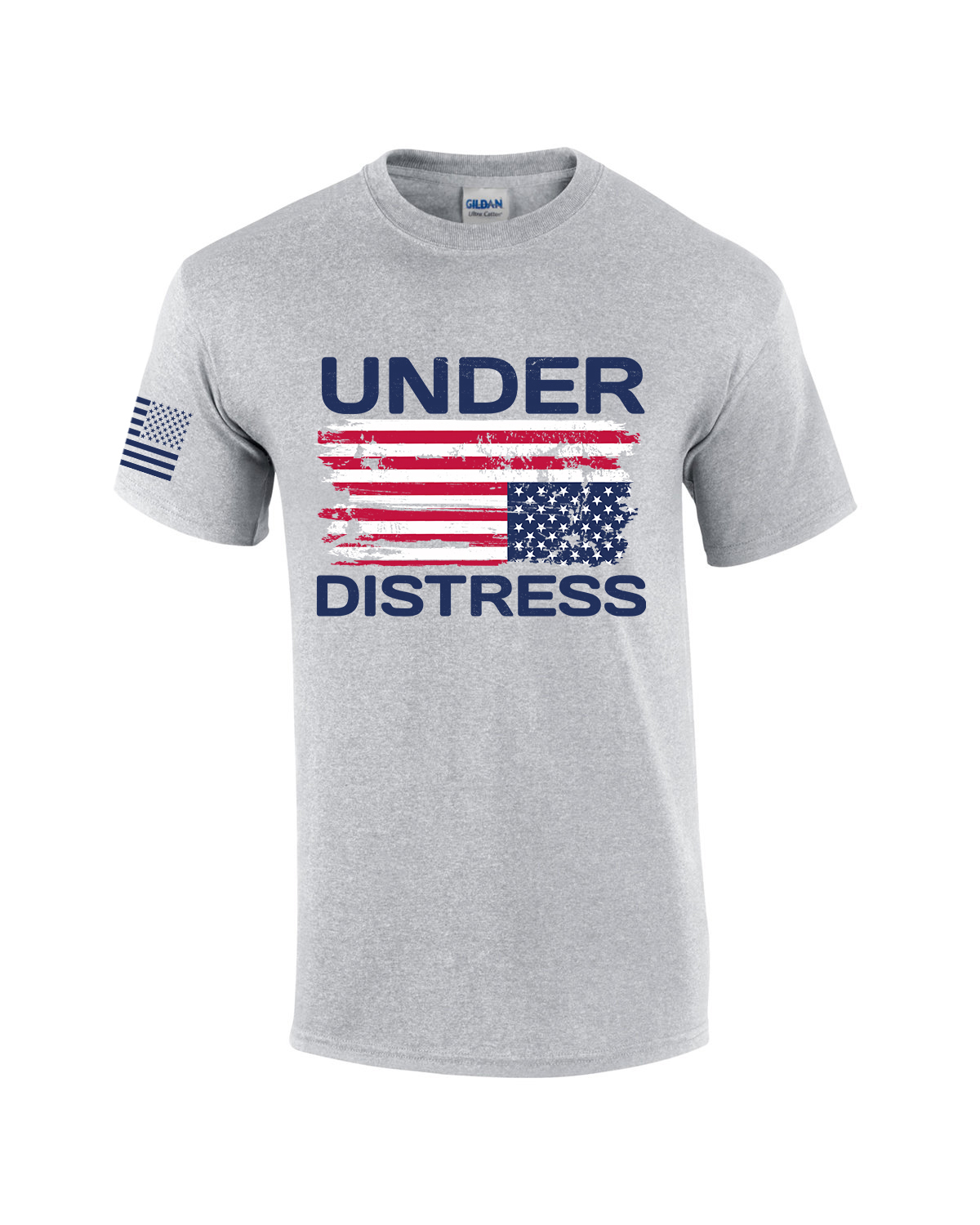 Under Distress Tattered Upside Down American Flag Sleeve Mens Short Sleeve - Picture 11 of 11