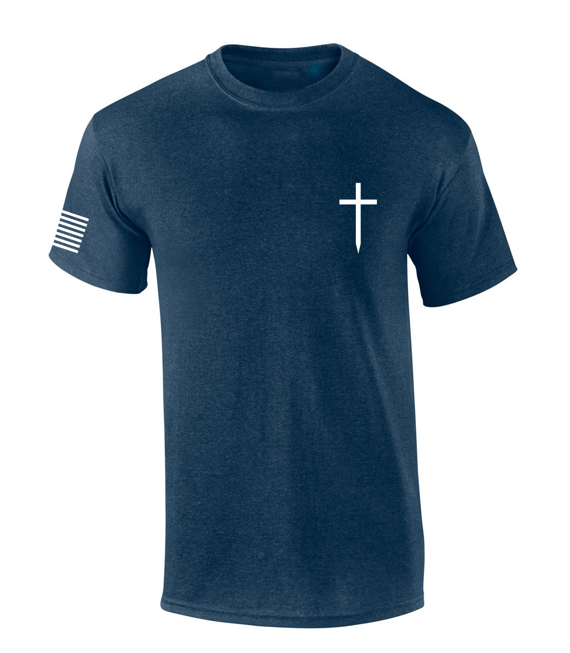 Mens Christian Shirt Faith Cross Crest American Flag Sleeve T-shirt Graphic Tee