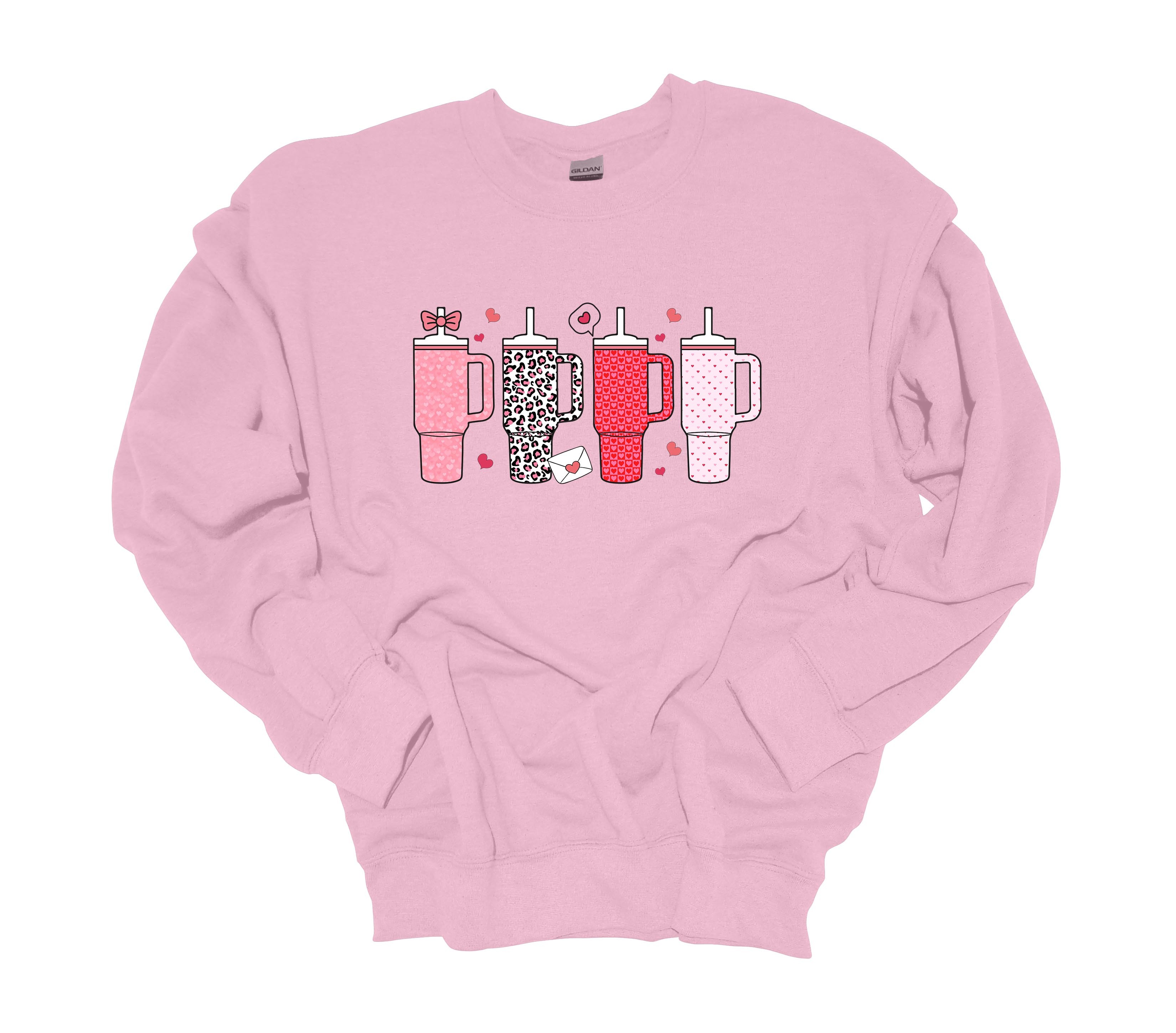 Womens Tumbler Sweatshirt Valentines Day Cup Colletion Crewneck Sweatshirt