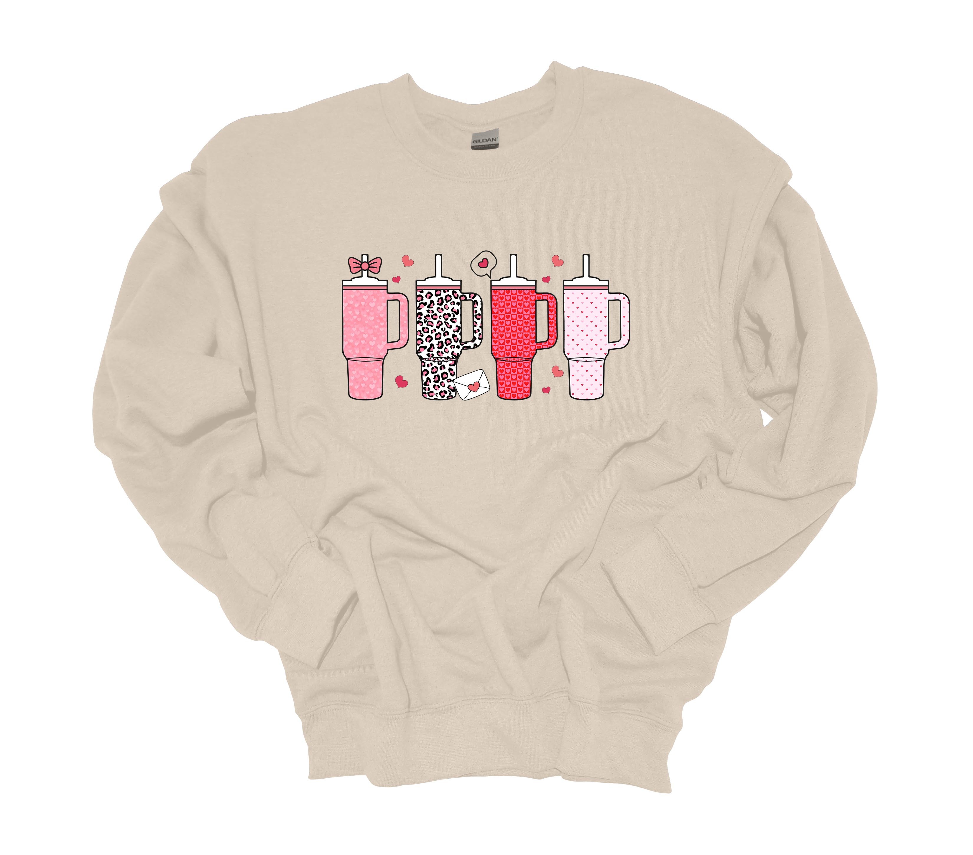 Womens Tumbler Sweatshirt Valentines Day Cup Colletion Crewneck Sweatshirt