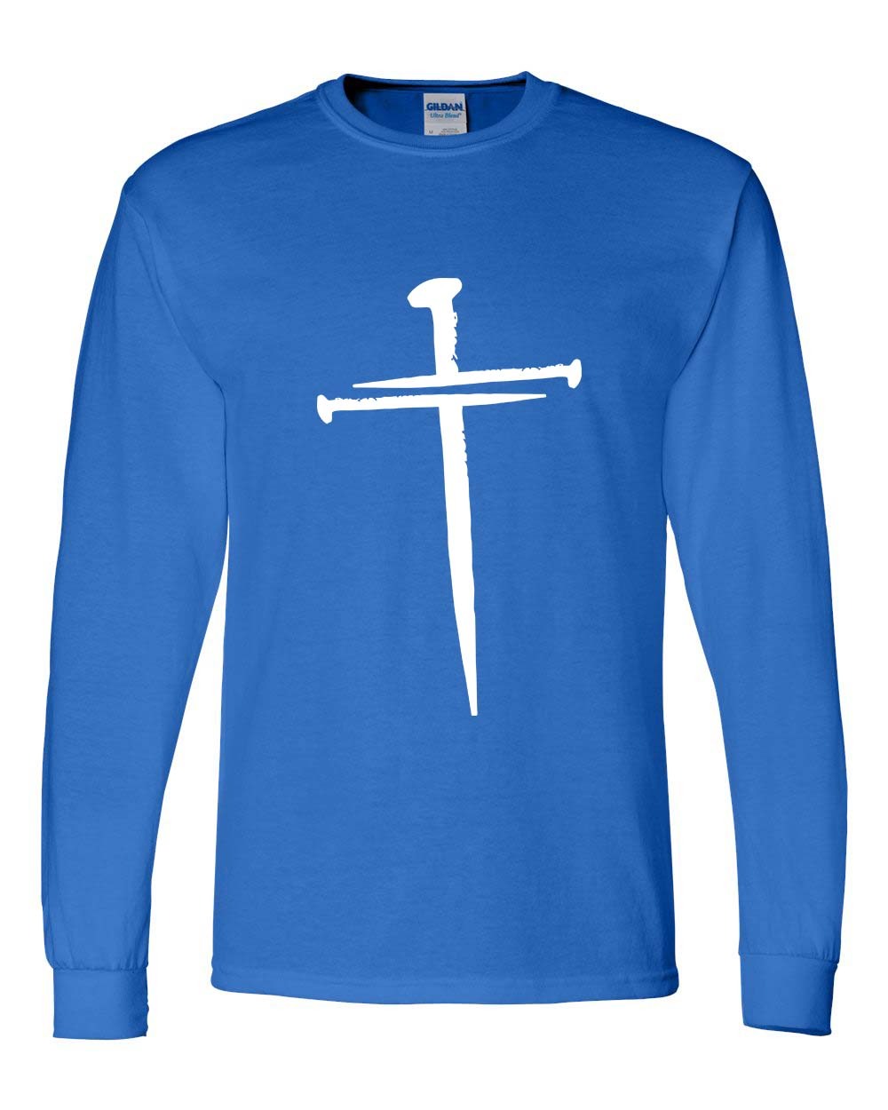 Mens Christian Tshirt Nail Cross Christian Long Sleeve T-shirt Graphic Tee - Picture 4 of 5