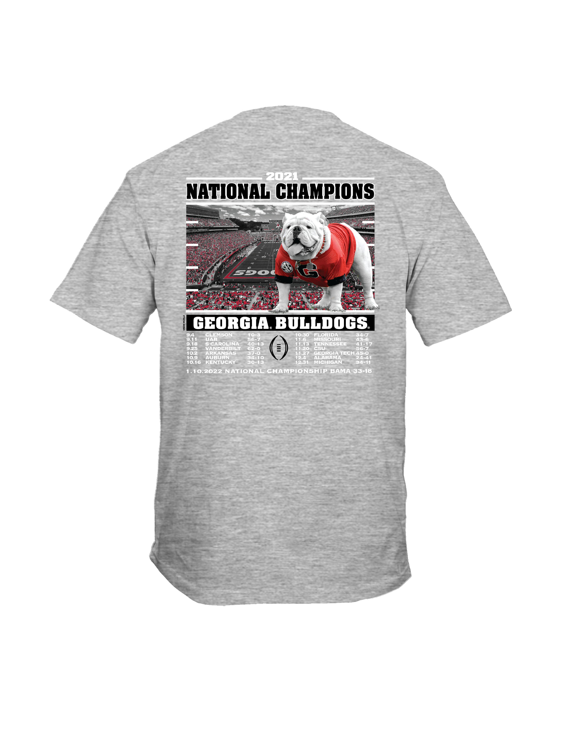 New World Graphics NCAA University of Georgia 2021 National Championship Recap Adult Unisex Short Sleeve T-Shirt 
