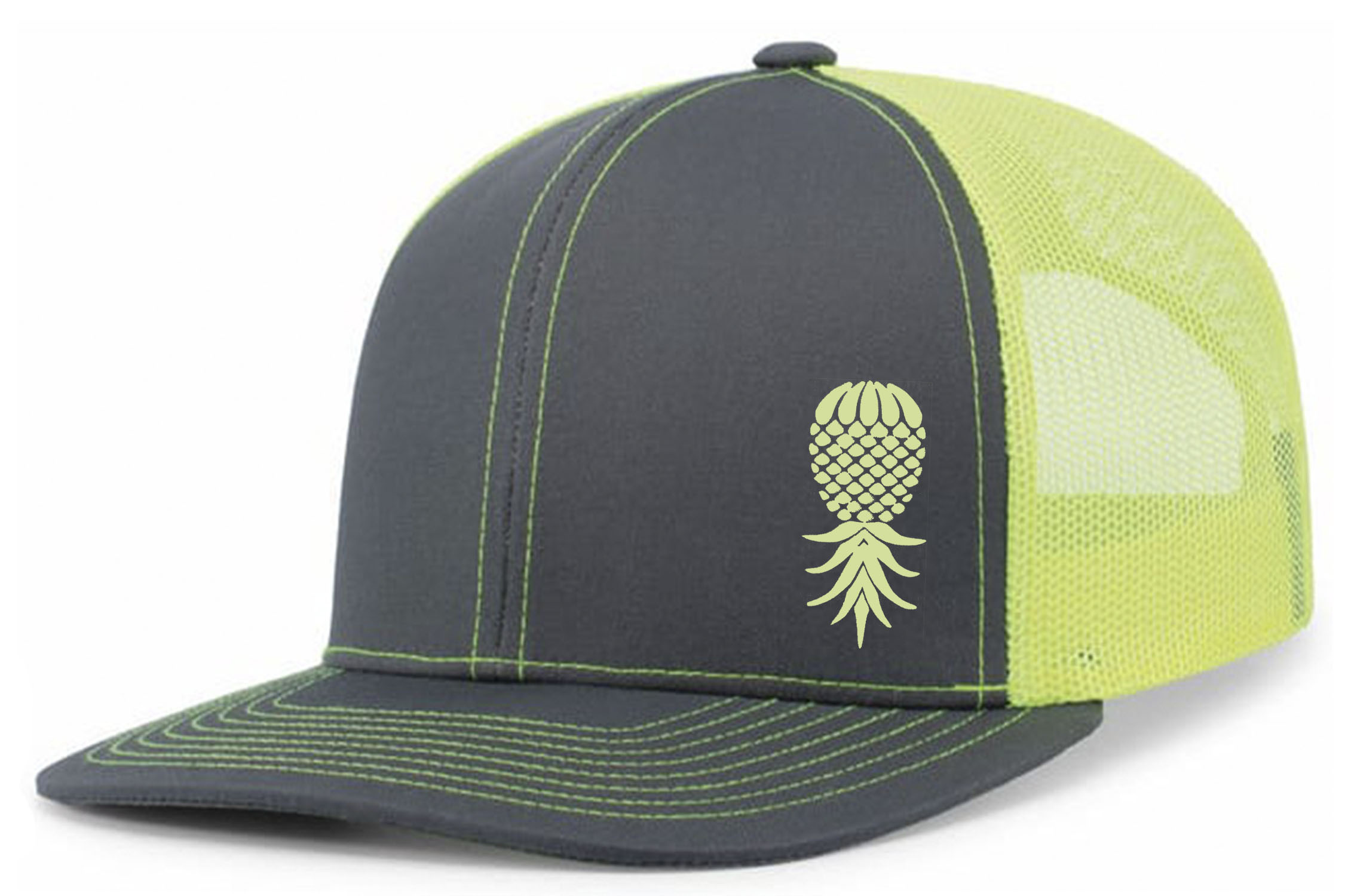 Men's Upside Down Pineapple Embroidered Mesh Back Trucker Hat Baseball Cap - 第 7/27 張圖片