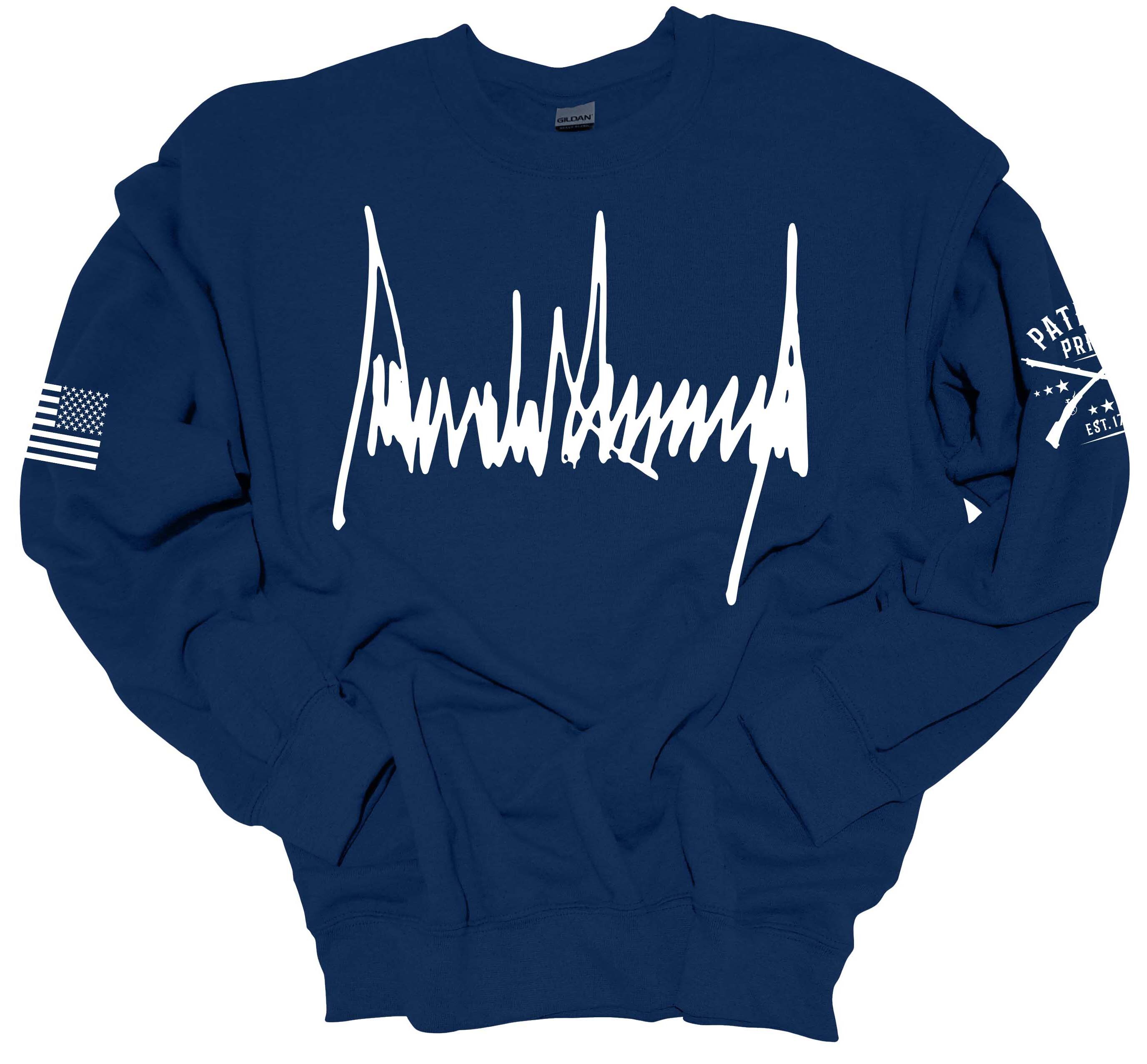 Patriot Pride Trump Sweatshirt Donald Trump Signature American Flag 45-47 Back