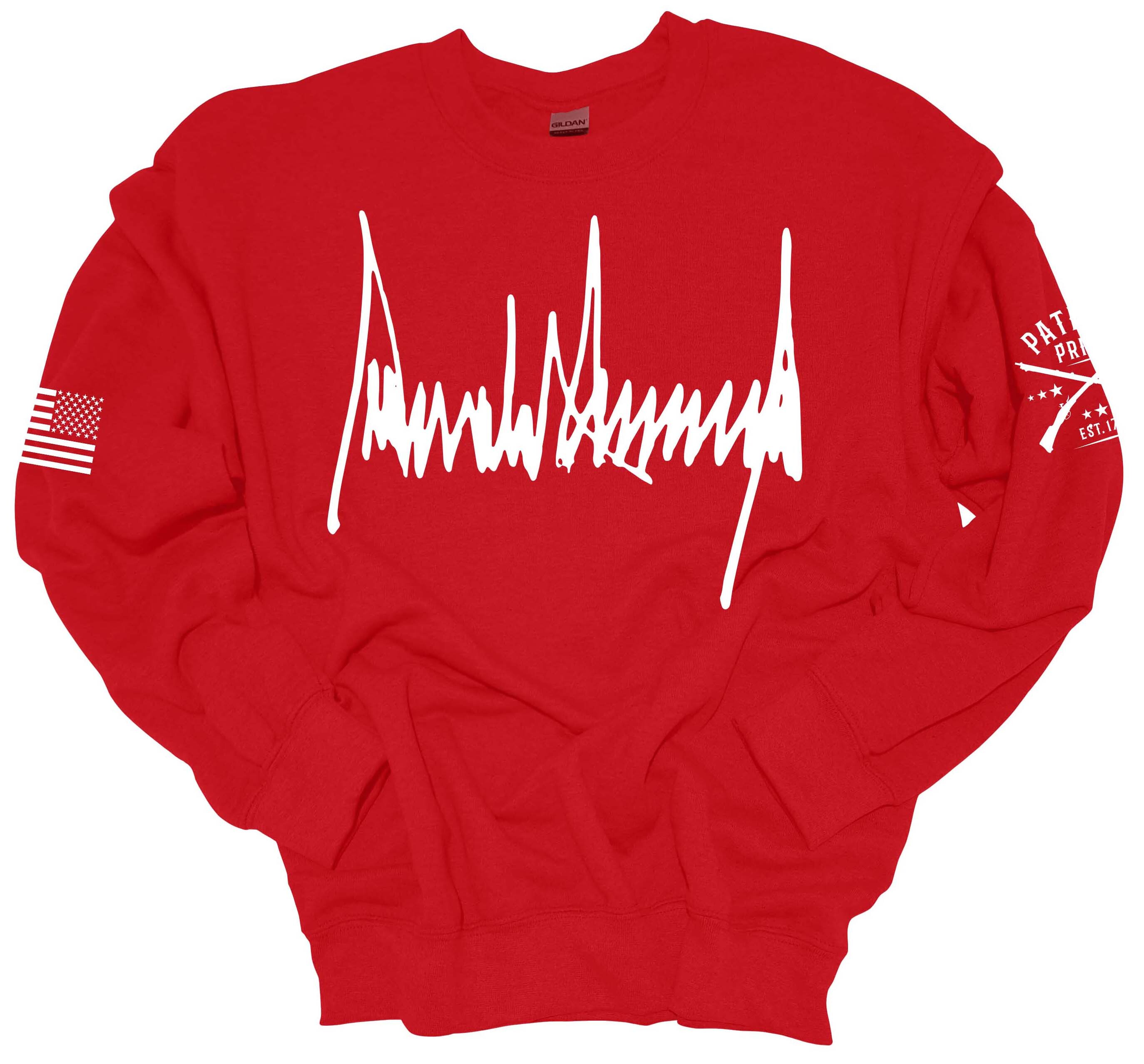 Patriot Pride Trump Sweatshirt Donald Trump Signature American Flag 45-47 Back