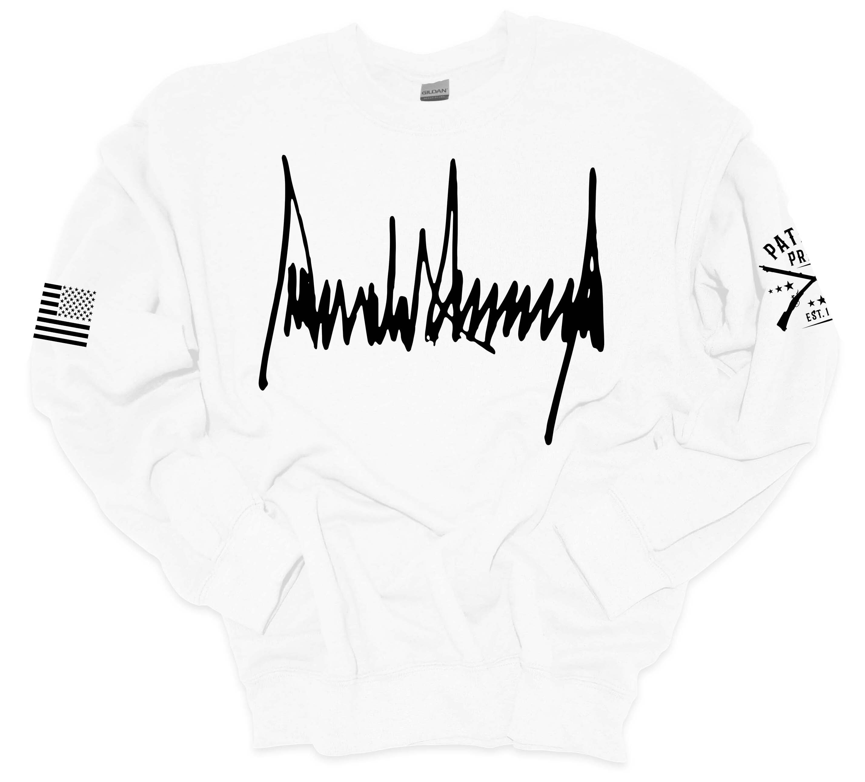 Patriot Pride Trump Sweatshirt Donald Trump Signature American Flag 45-47 Back