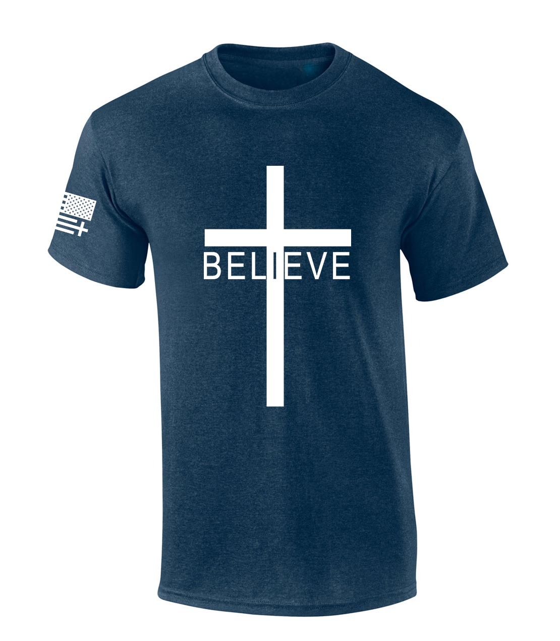 Mens Christian Tshirt Believer Cross Jesus Short Sleeve T-shirt - Picture 3 of 5