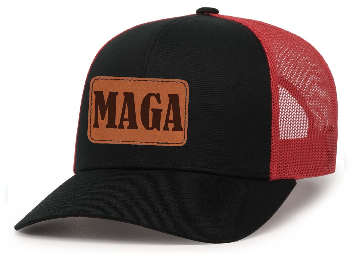 Trenz Shirt Company Trump Hat Bold MAGA Trump 2024 Mesh Back Leather Patch