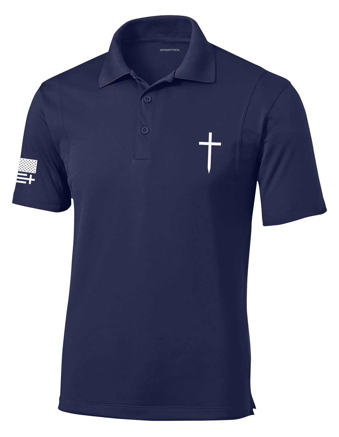 Trenz Shirt Company Mens Christian Polo Embroidered Cross Golf Polo - Picture 7 of 10