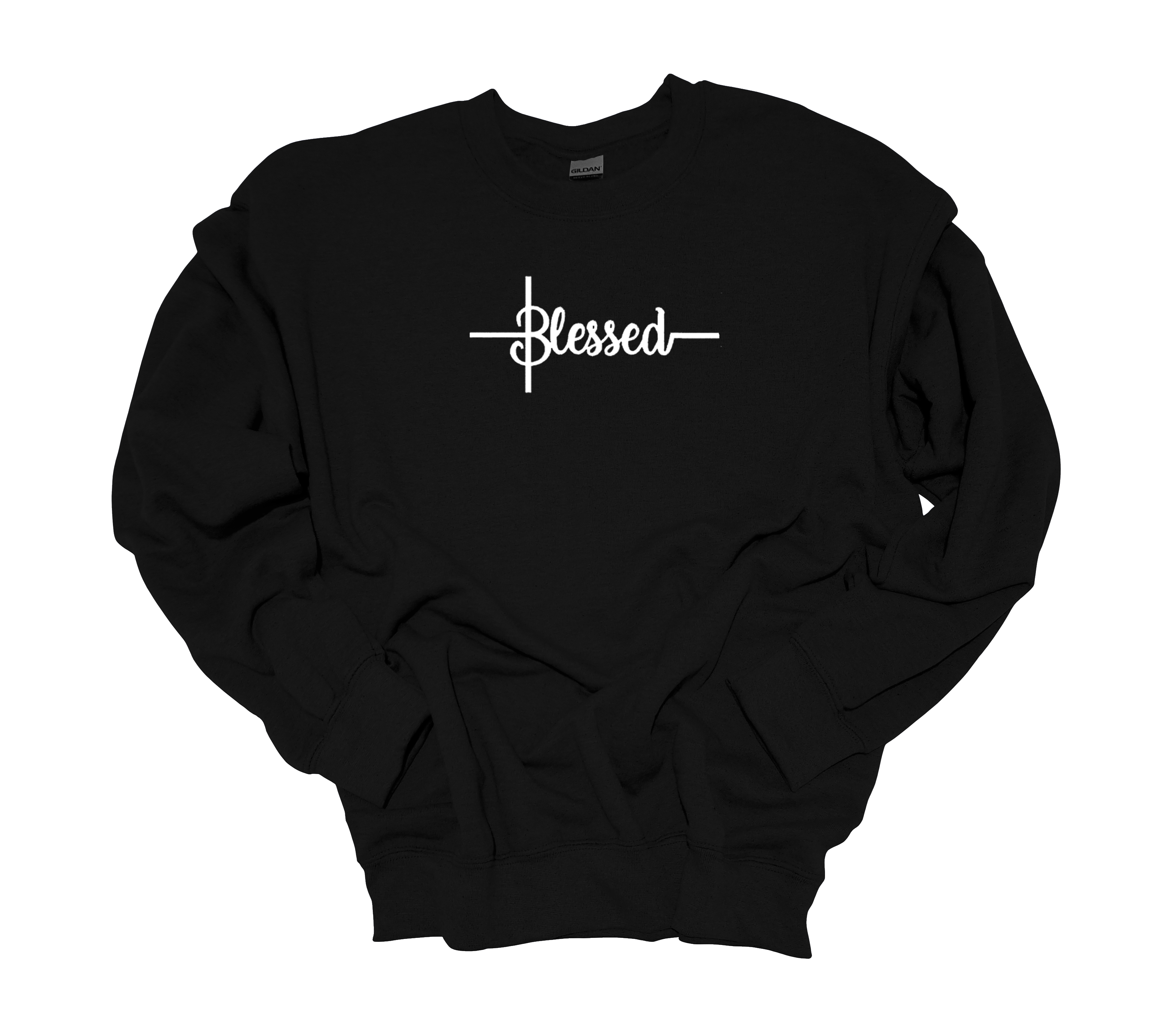 Trenz Shirt Company Womens Cute Simple Blessed Embroidered Crewneck Sweatshirt - Picture 2 of 3