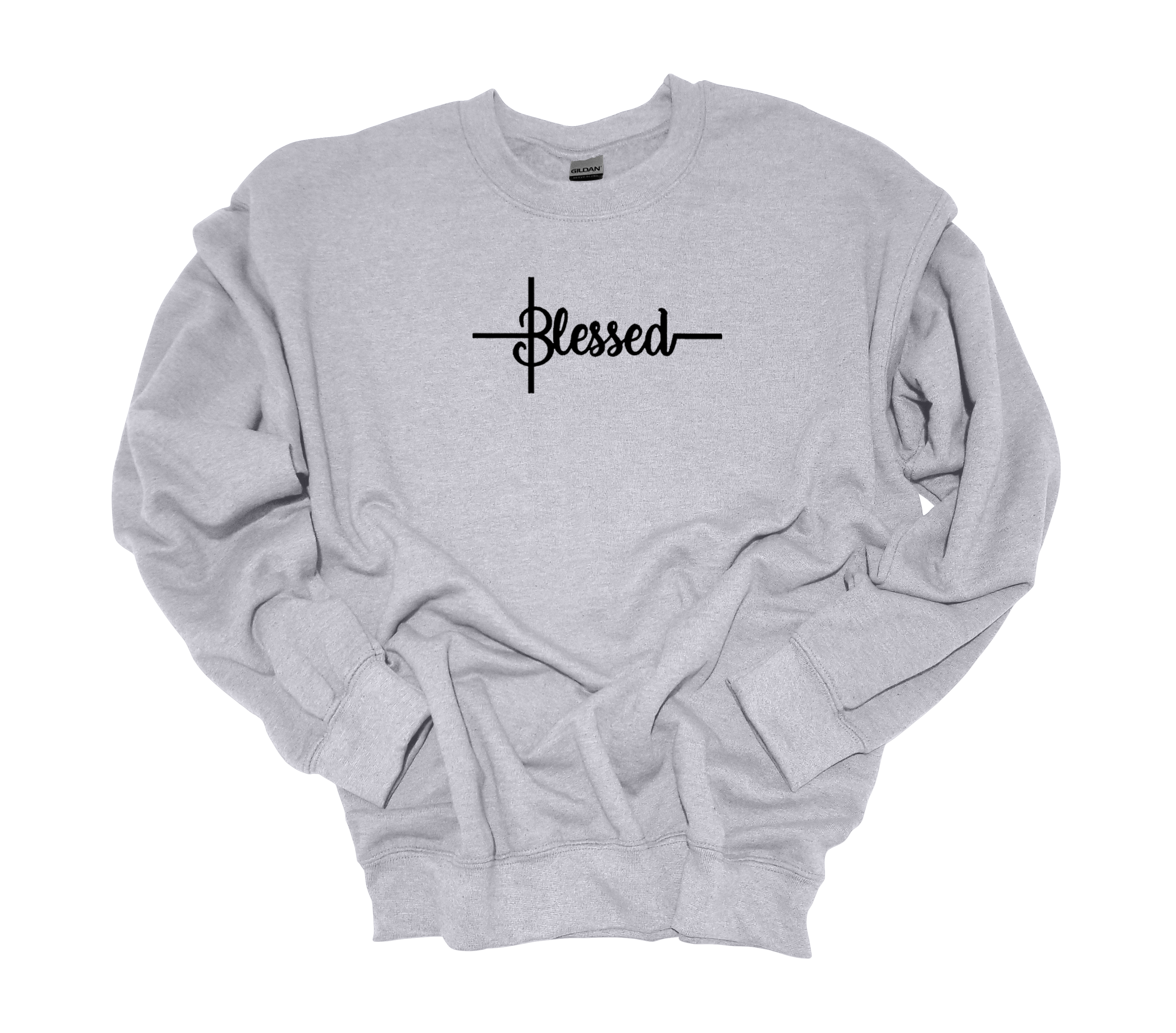 Trenz Shirt Company Womens Cute Simple Blessed Embroidered Crewneck Sweatshirt - Picture 3 of 3