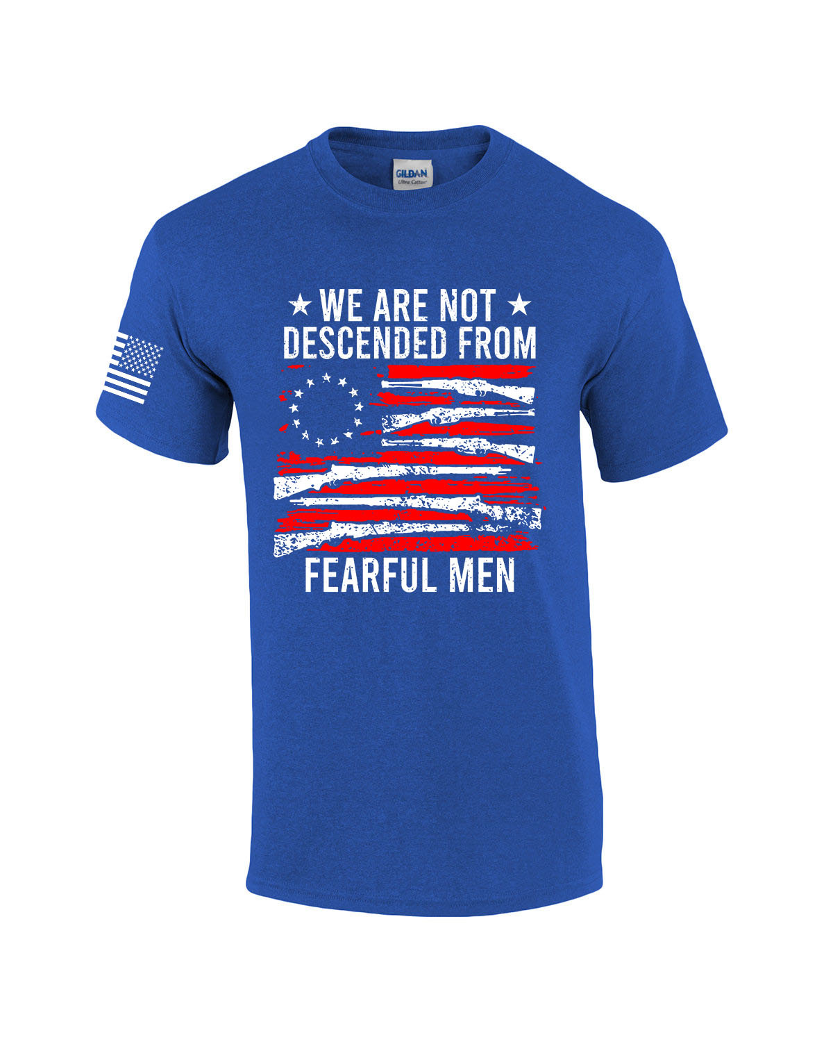 We Are Not Descended From Fearful Men American Flag Men's Short Sleeve T-shirt - Picture 2 of 13