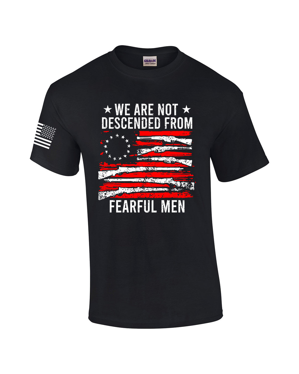 We Are Not Descended From Fearful Men American Flag Men's Short Sleeve T-shirt - Picture 3 of 13