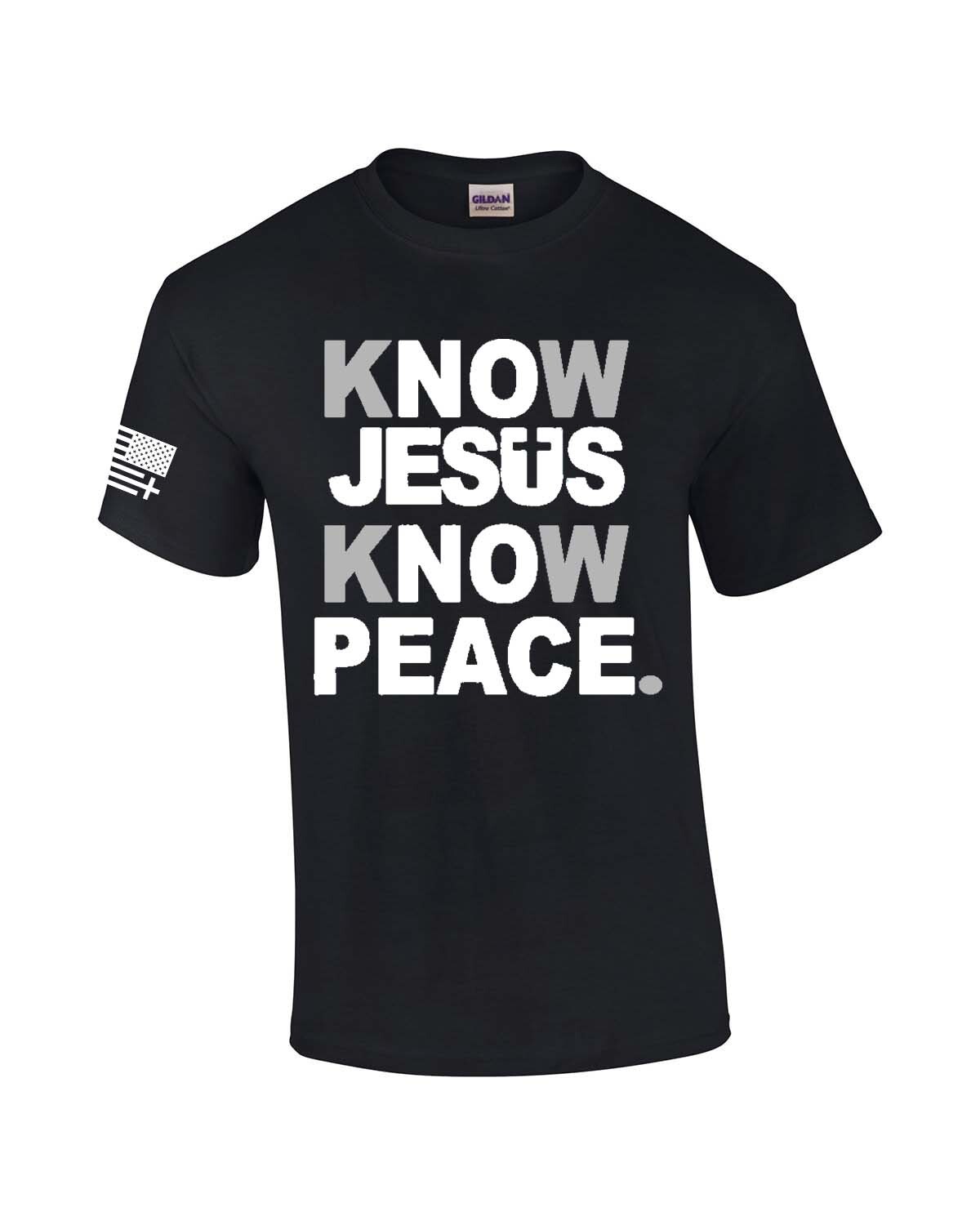 KNOW JESUS KNOW LIFE T-shirt, grey with black design – L.A. De