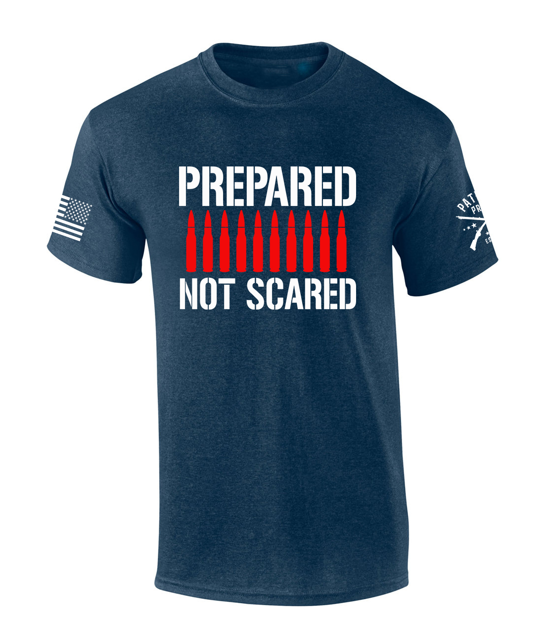 Patriot Pride Mens Patriotic T-shirt Prepared Not Scared Ammo American Flag - Picture 2 of 3