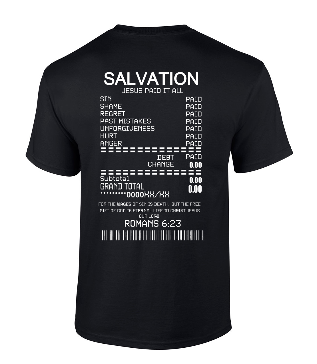 Salvation jesus paid it all receipt romans 6 23 bible scripture mens