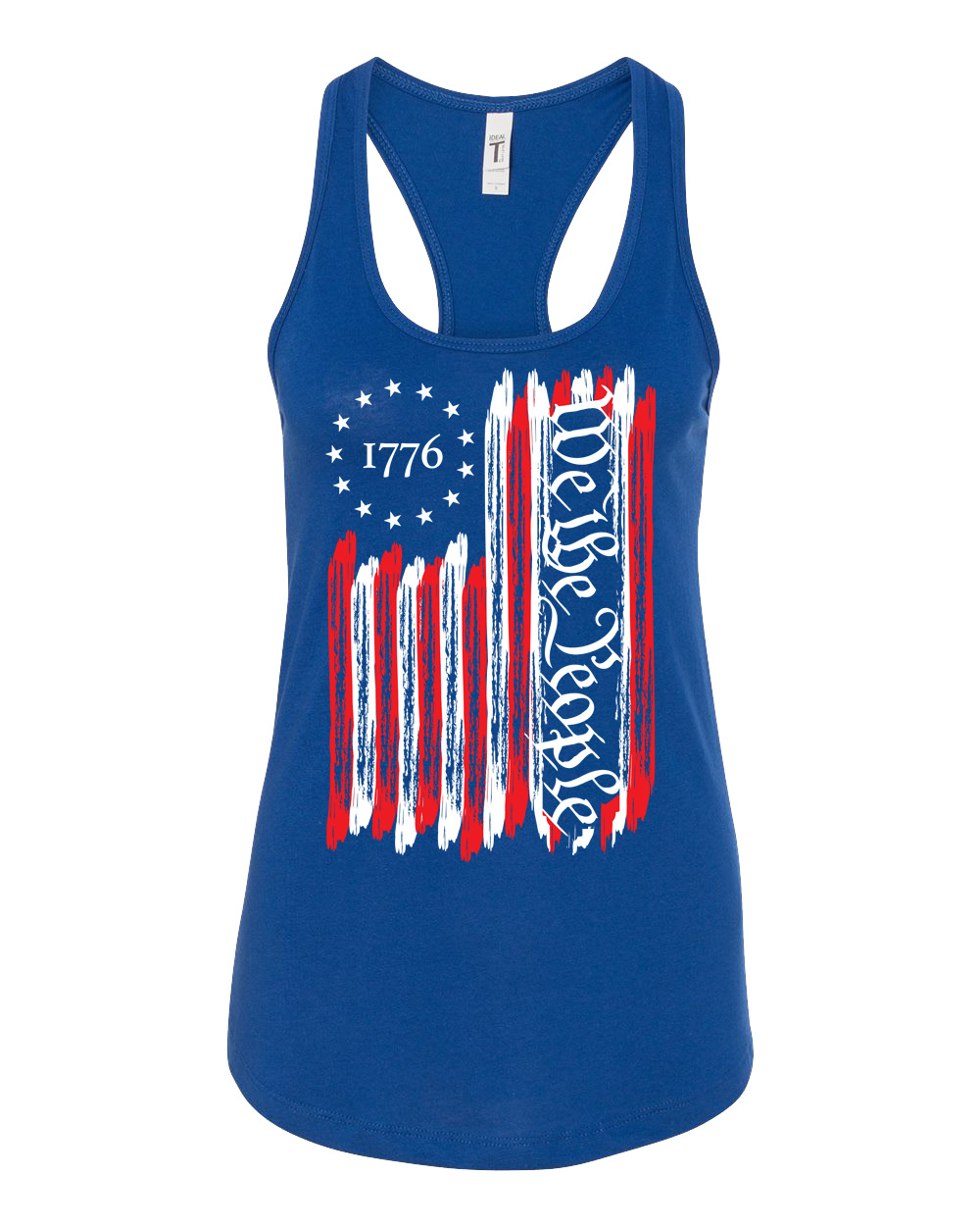 Womens We The People B Ross Flag 13 Stars USA Patriotic Racerback Tank  Top