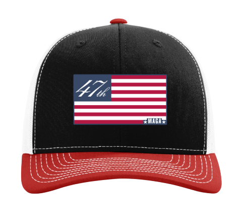 Trenz Shirt Company Mens Trump 47th USA MAGA Flag Mesh Back Trucker Hat - Picture 2 of 5
