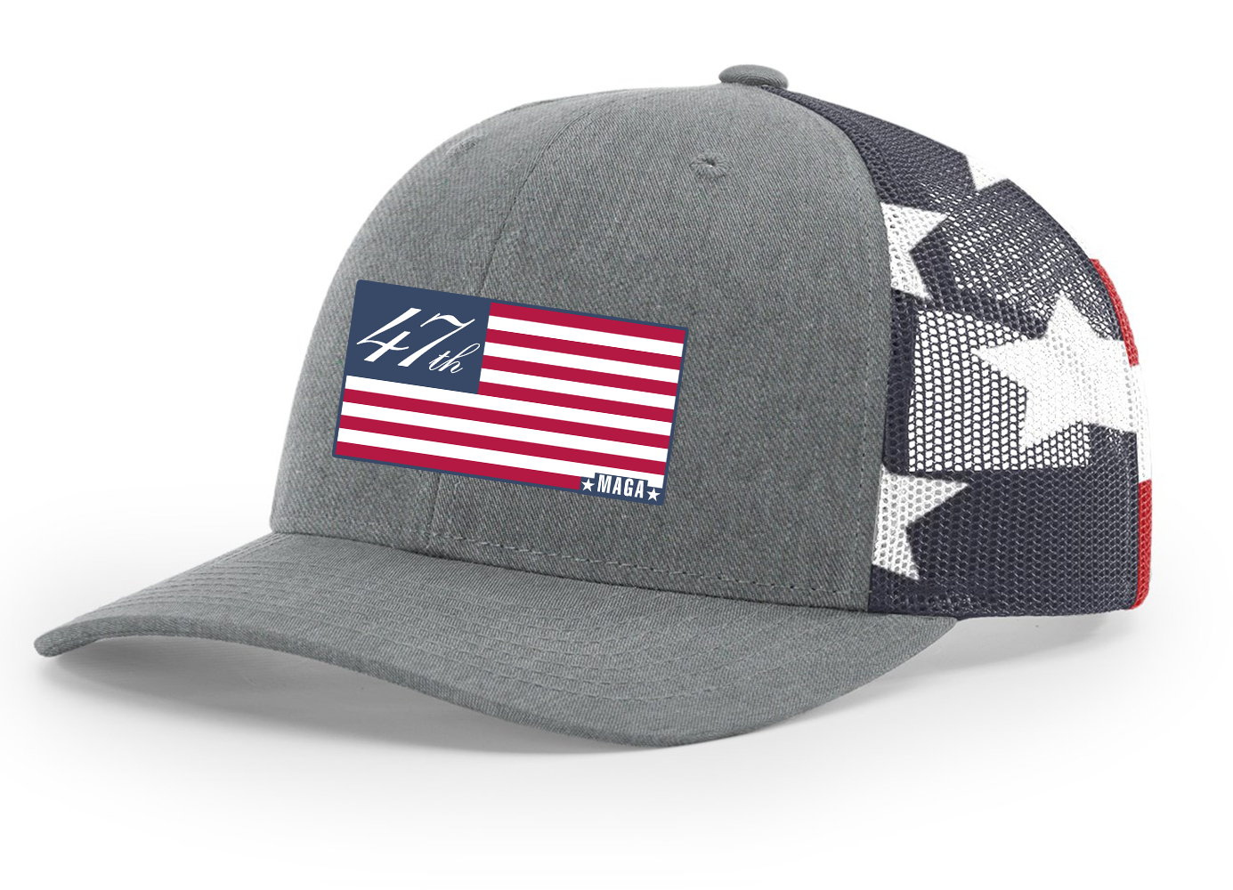 Trenz Shirt Company Mens Trump 47th USA MAGA Flag Mesh Back Trucker Hat - Picture 3 of 5