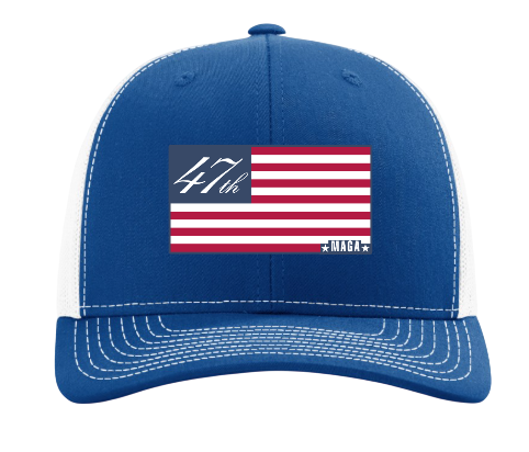 Trenz Shirt Company Mens Trump 47th USA MAGA Flag Mesh Back Trucker Hat - Picture 5 of 5