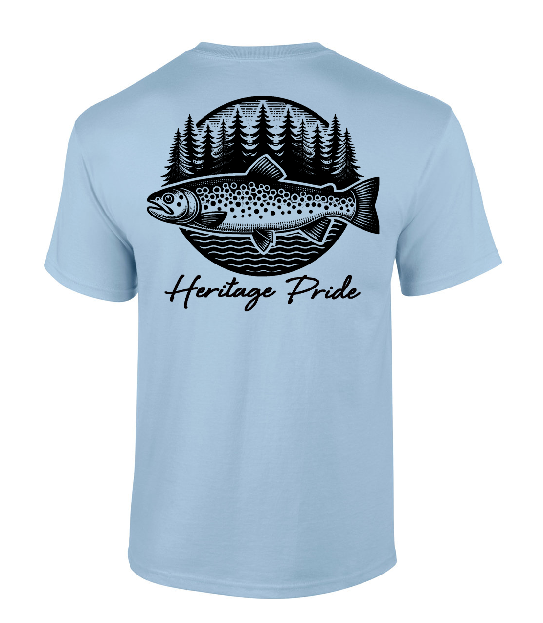 Heritage Pride Circle Trout Fishing Outdoors Short Sleeve T-shirt - Picture 3 of 8