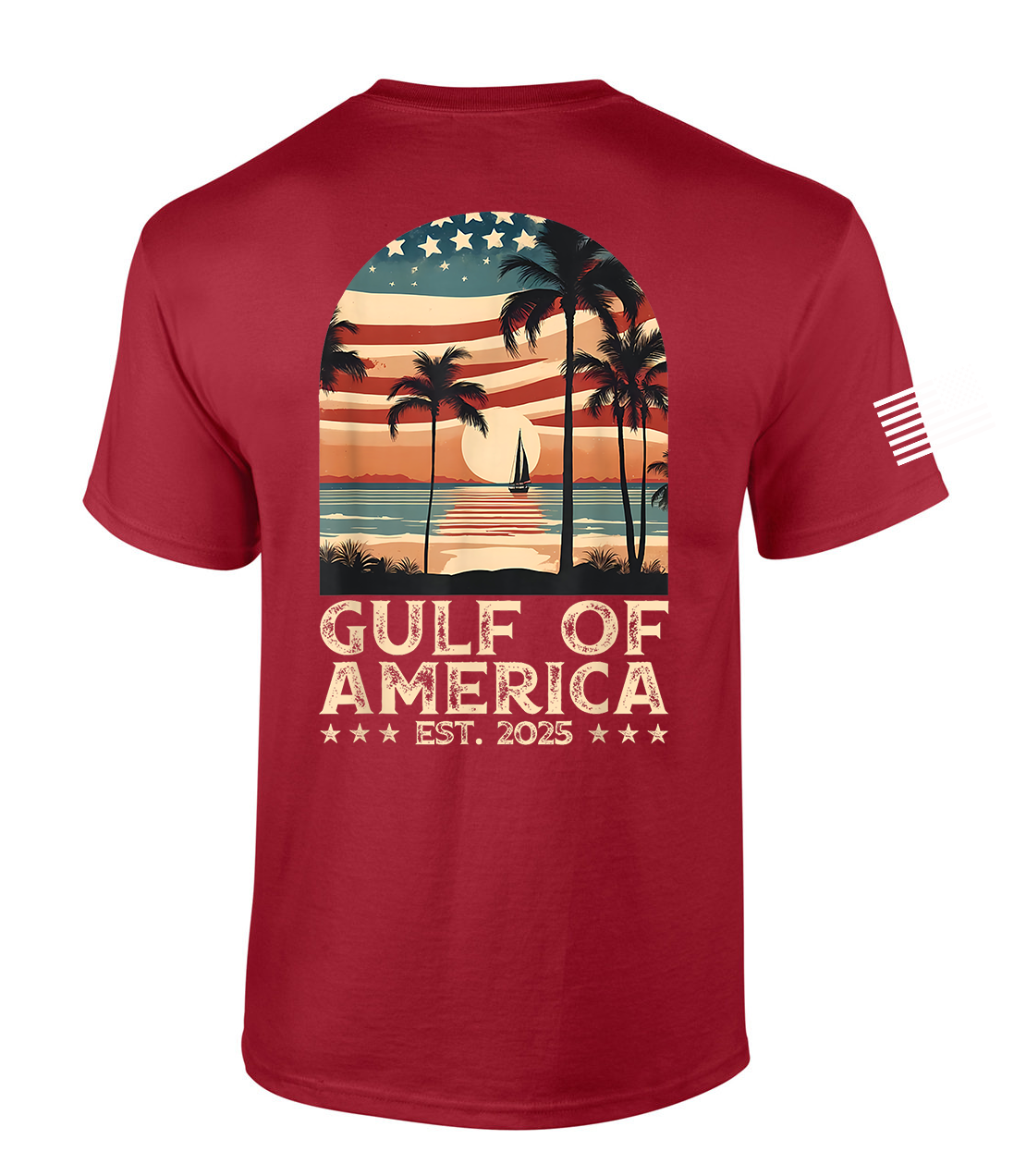 Patriot Pride Gulf Of America EST. 2025 Sunset American Flag Sky Mens - Picture 12 of 13