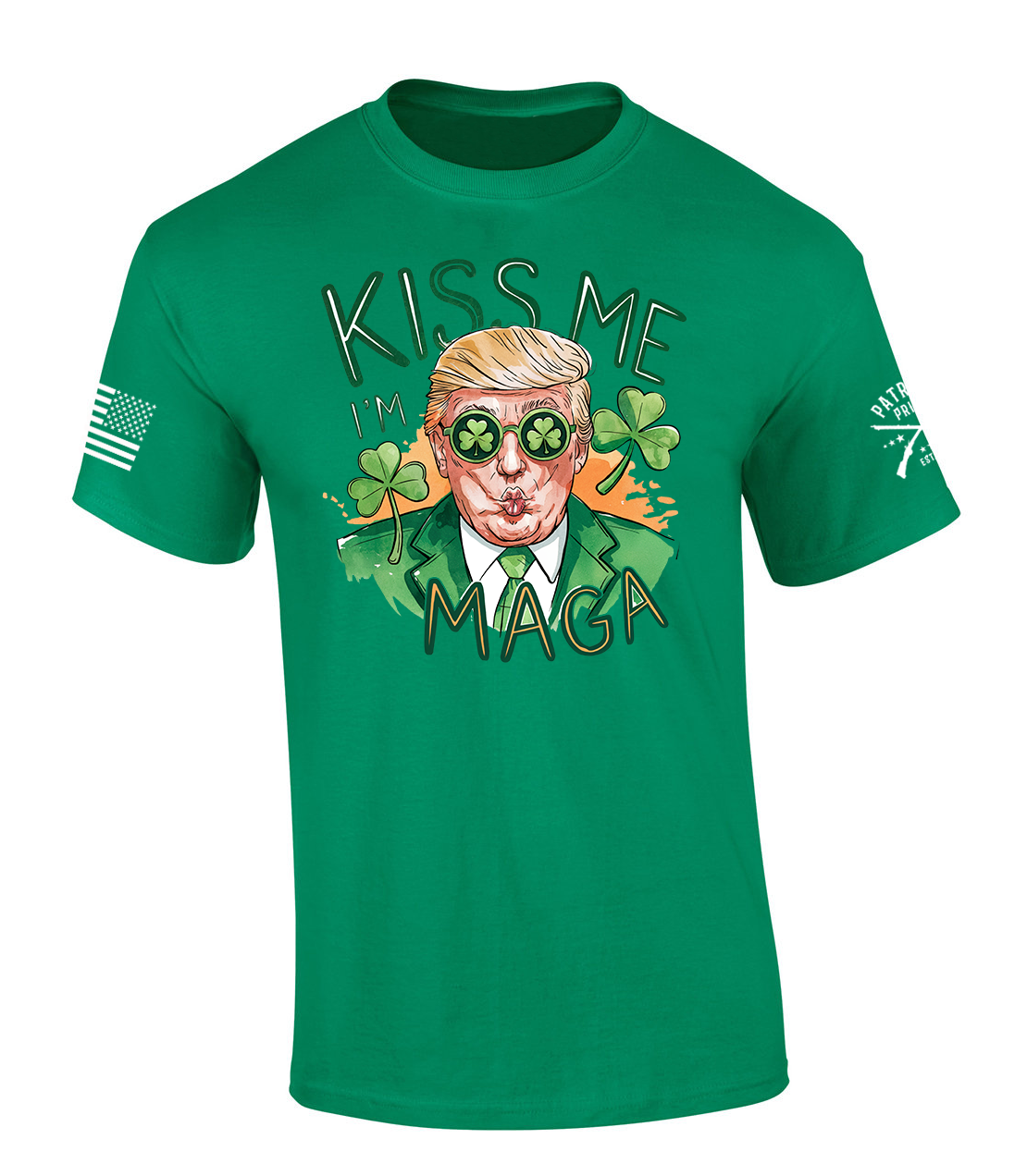 Patriot Pride Mens Trump St. Patrick's Day Kiss Me I'm Maga Short-Sleeve T-Shirt - Picture 3 of 3
