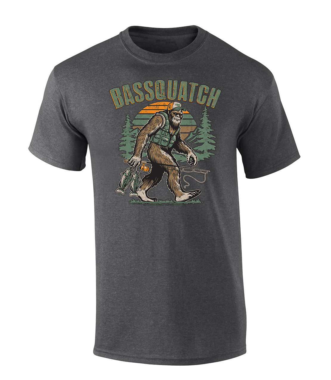 Trenz Shirt Company Fishing Bigfoot Hunting Bassquatch Mens Short-Sleeve T-Shirt - Bild 2 von 4