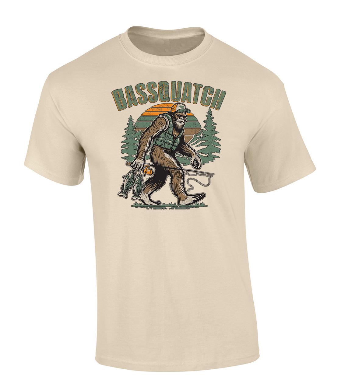 Trenz Shirt Company Fishing Bigfoot Hunting Bassquatch Mens Short-Sleeve T-Shirt - Bild 3 von 4