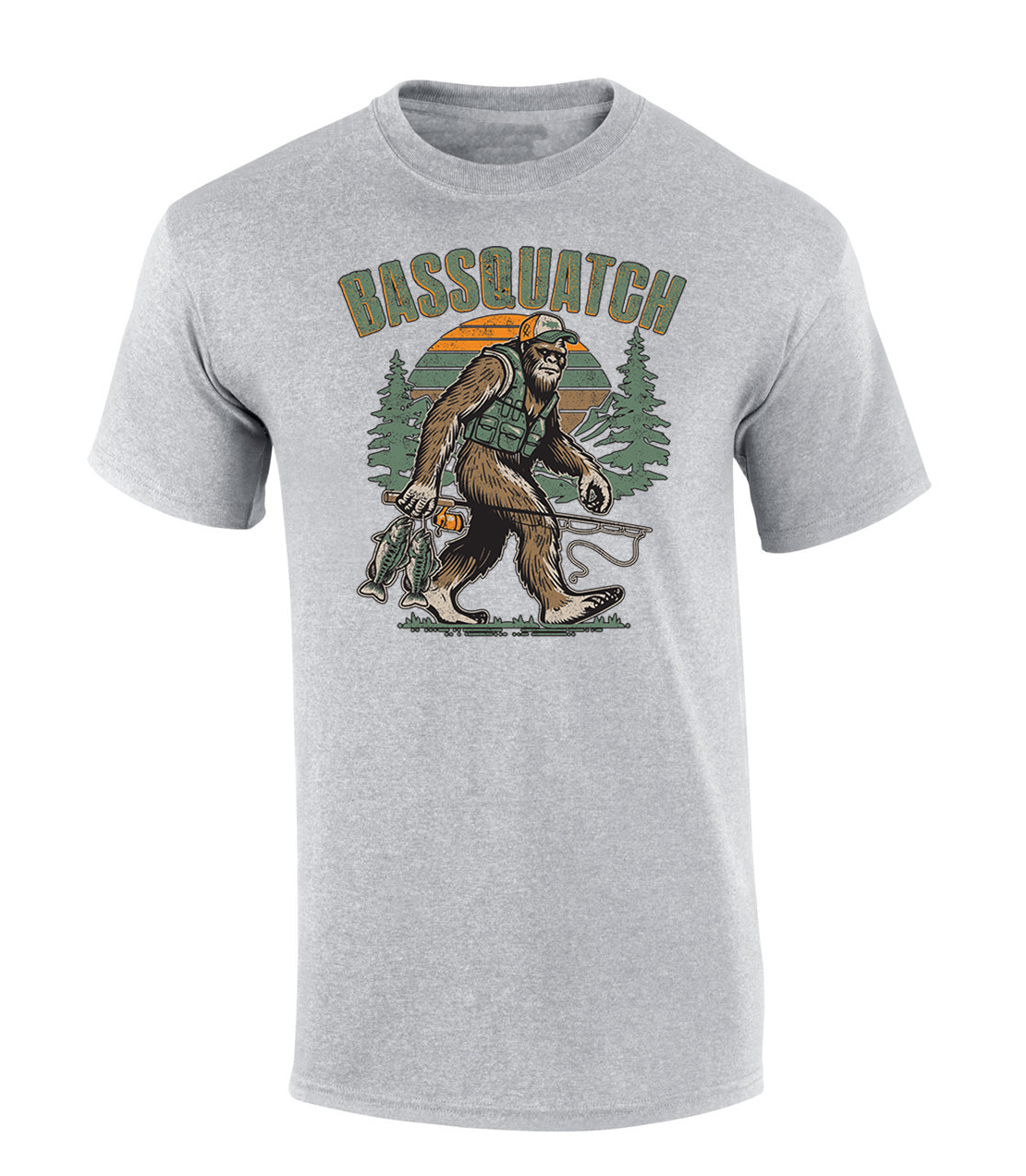 Trenz Shirt Company Fishing Bigfoot Hunting Bassquatch Mens Short-Sleeve T-Shirt - Bild 4 von 4