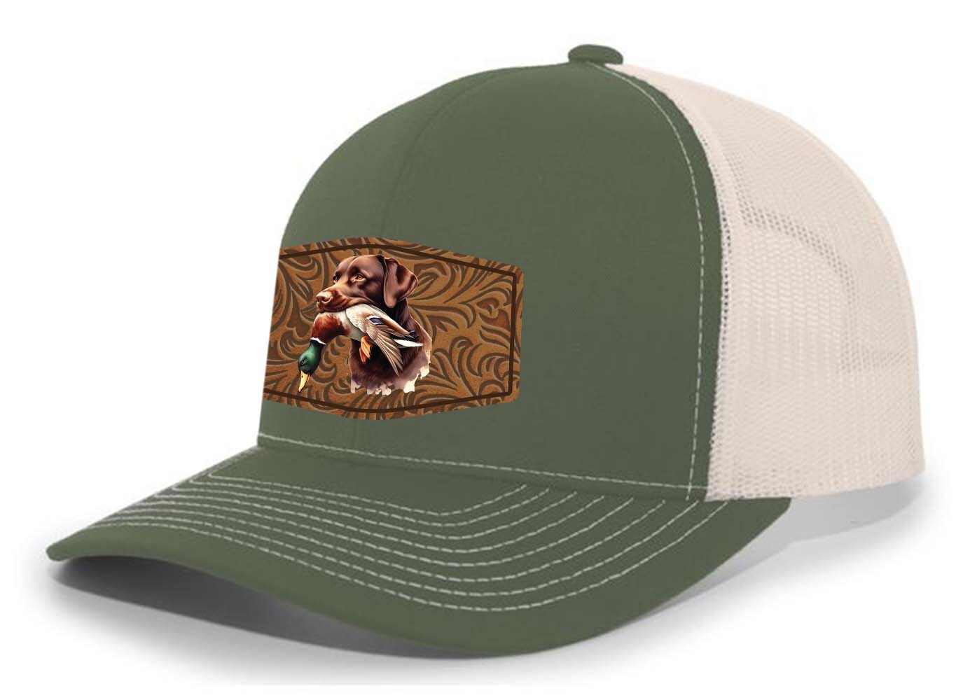 Heritage Pride AG Hat Co. Mens Patch Hat Chocolate Lab Duck Hunting Leather - Bild 14 von 18