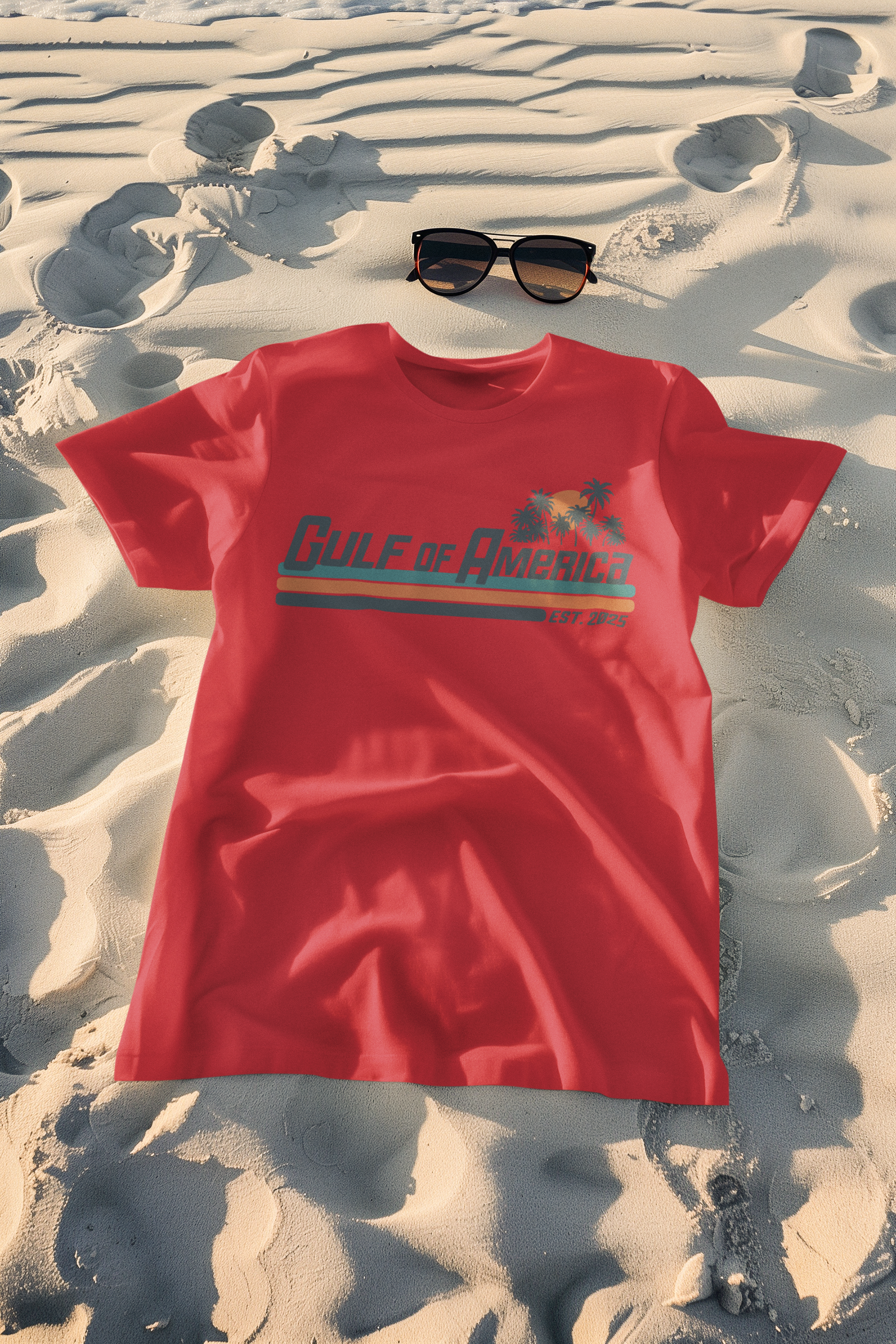 Trenz Shirt Company Gulf of America Sunset Palm Trees Mens Short-Sleeve T-Shirt - Imagen 10 de 15