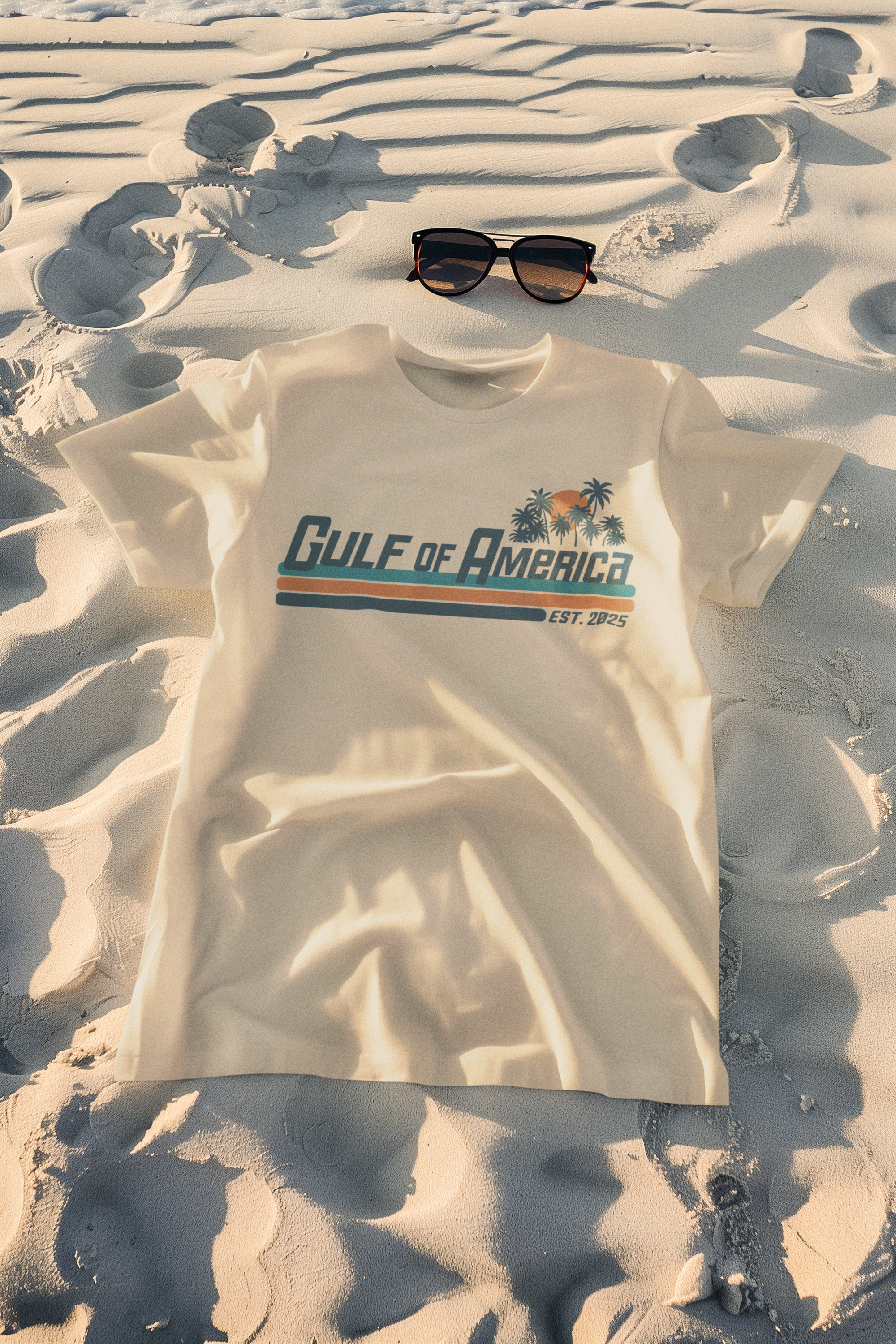 Trenz Shirt Company Gulf of America Sunset Palm Trees Mens Short-Sleeve T-Shirt - Imagen 13 de 15