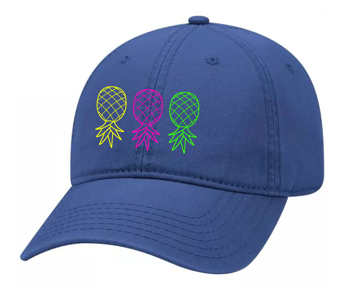 Men's Neon Upside Down Pineapples Embroidered Unisex Twill Dad Hat Adjustable - Picture 5 of 5