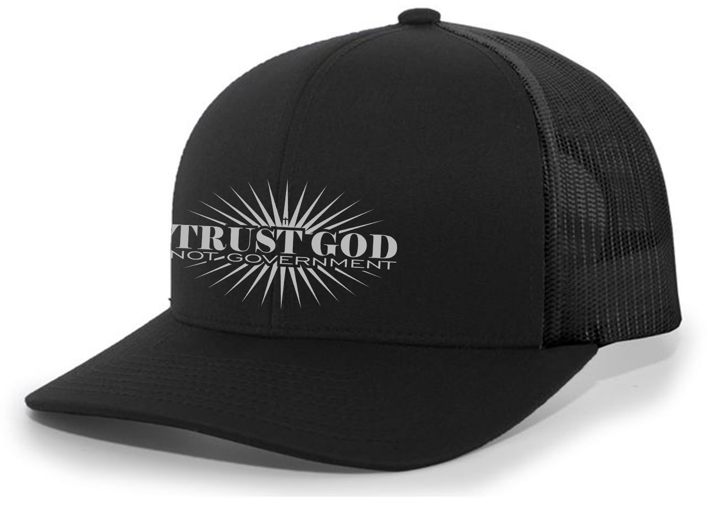 Trust God Not Government Christian Mens Hat Embroidered Mesh Back Trucker