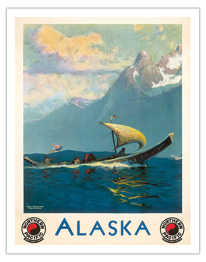 Alaska - Natives Off to The Potlatch - Vintage Poster by Sydney Laurence c. 1930