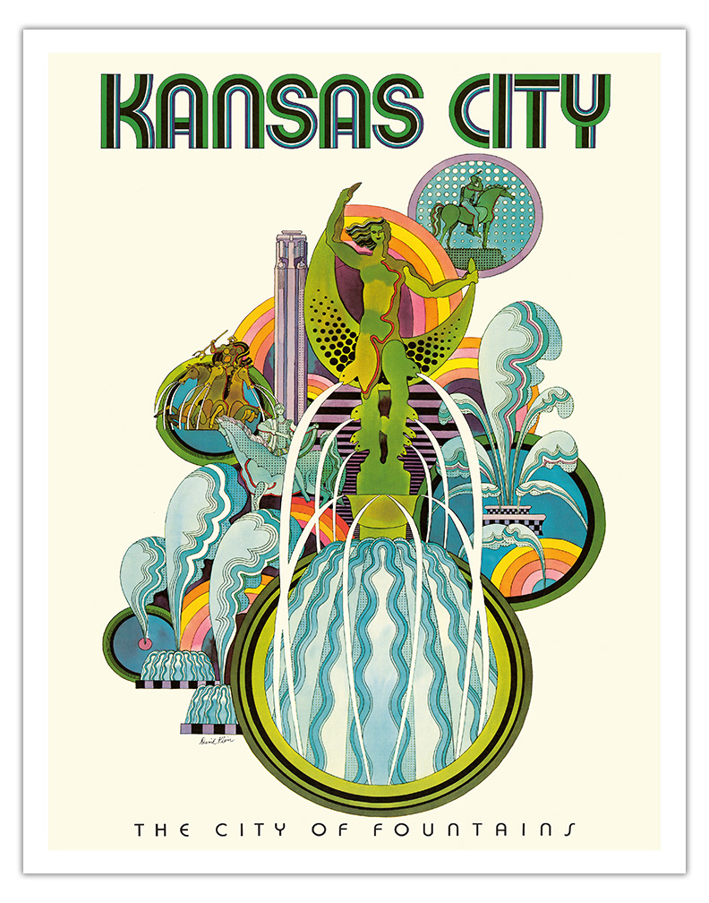 Kansas City - The City of Fountains - Vintage Travel Poster by David Klein 1960s