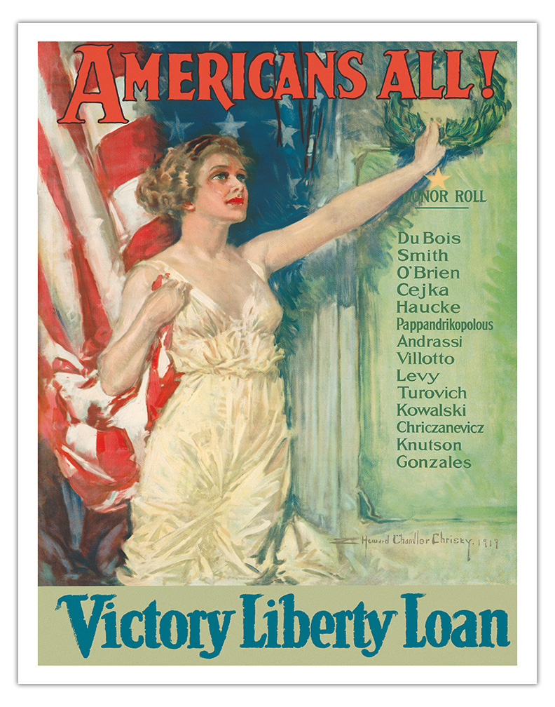 Americans All - Victory Liberty Loan - Vintage War Poster by H Chandler Christy - Picture 2 of 21