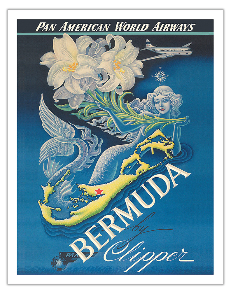 Bermuda by Clipper - Pan American Vintage Airline Poster by Artzybasheff c.1947
