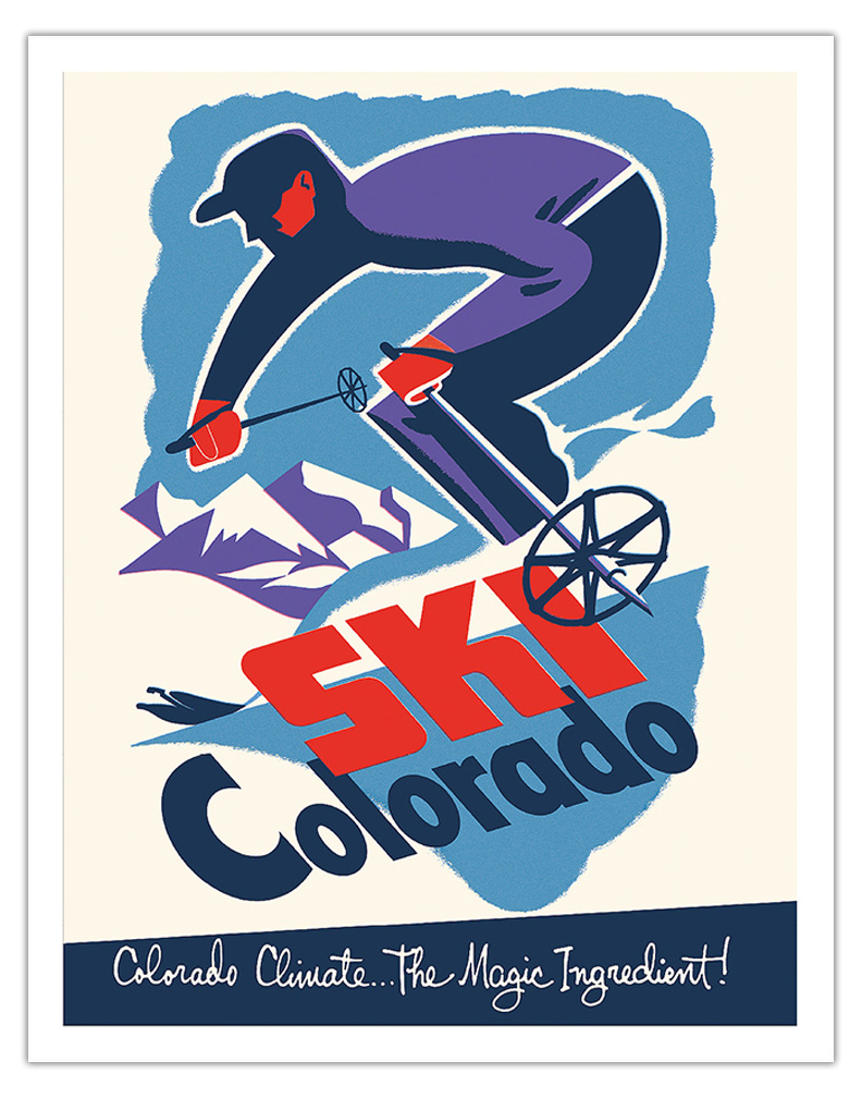 Ski Colorado - Downhill Skier - Vintage Travel Poster 1955