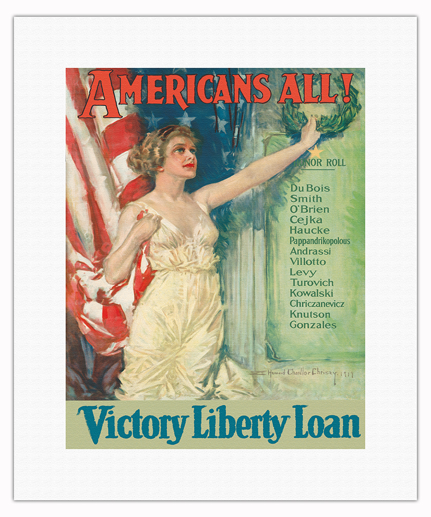 Americans All - Victory Liberty Loan - Vintage War Poster by H Chandler Christy - Picture 8 of 21