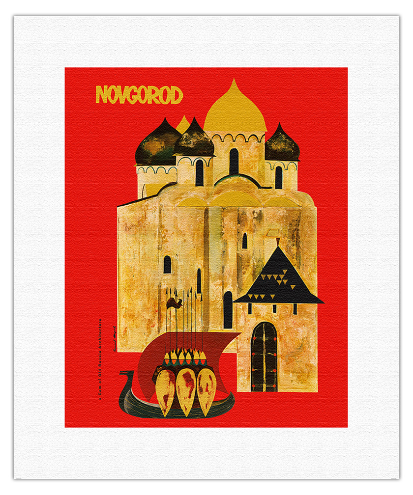 Novgorod, Russia a Gem of Old Russian Architecture - Vintage Travel Poster 1960 - Picture 8 of 25
