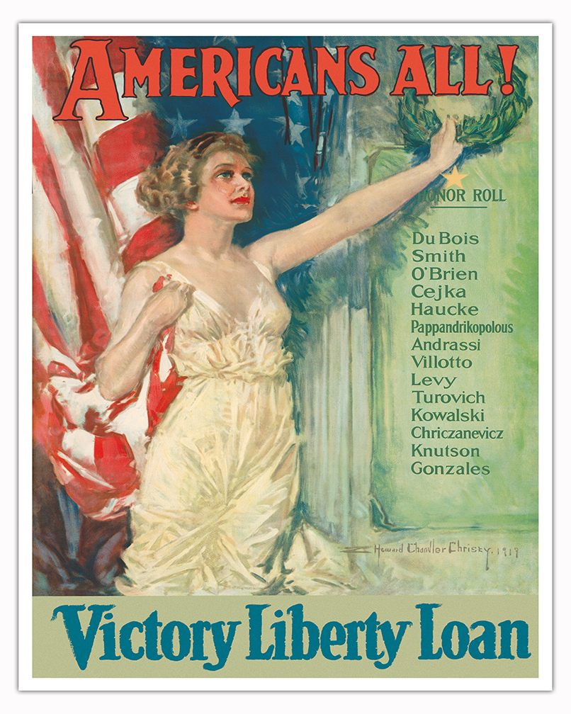 Americans All - Victory Liberty Loan - Vintage War Poster by H Chandler Christy - Picture 3 of 21
