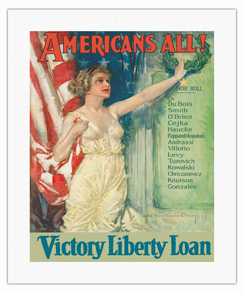 Americans All - Victory Liberty Loan - Vintage War Poster by H Chandler Christy - Picture 9 of 21