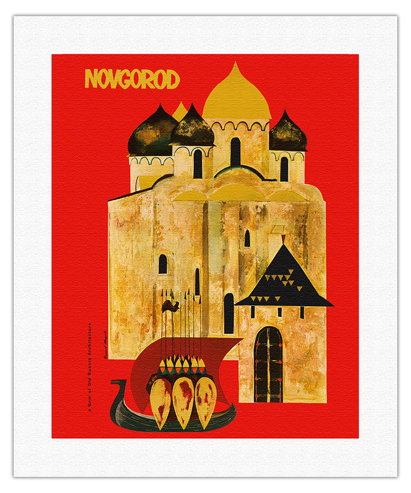 Novgorod, Russia a Gem of Old Russian Architecture - Vintage Travel Poster 1960 - Picture 9 of 25