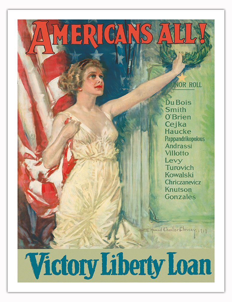 Americans All - Victory Liberty Loan - Vintage War Poster by H Chandler Christy - Picture 4 of 21