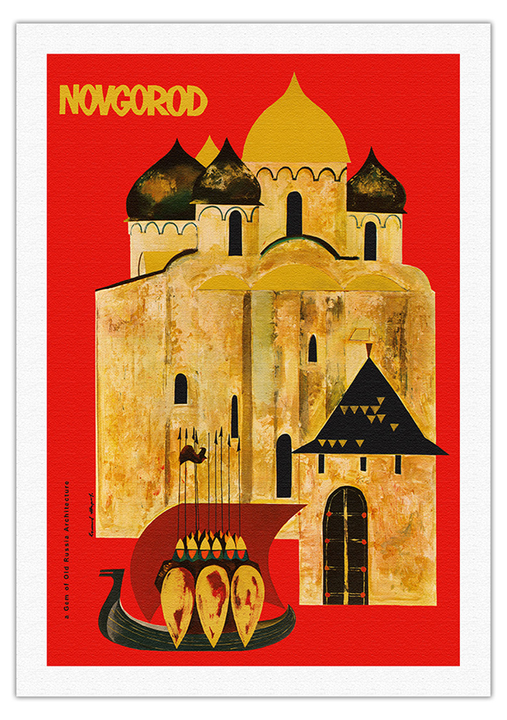 Novgorod, Russia a Gem of Old Russian Architecture - Vintage Travel Poster 1960 - Picture 11 of 25